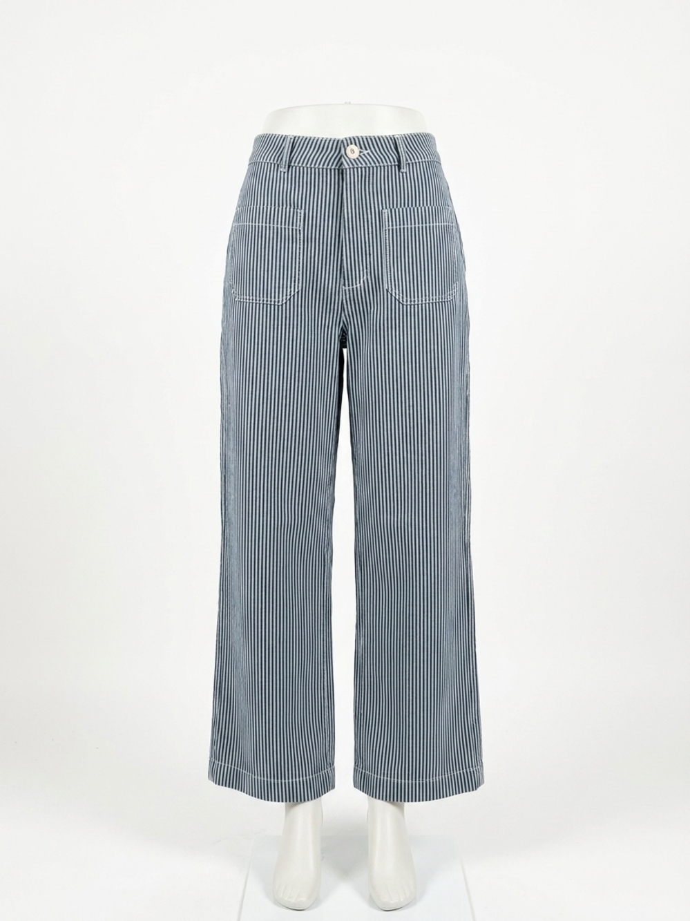 NEW ENTRO coastal lines striped pants in navy
